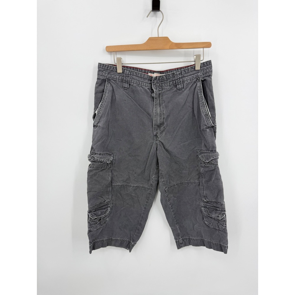 Cargo Supply Utility Cargo Shorts Men 32 Gray Faded Multi-Pocket Cotton Rugged